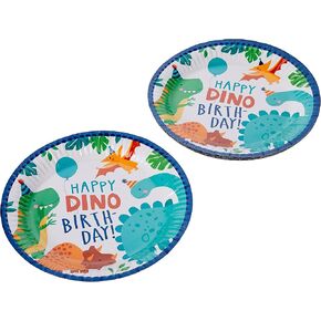 Dino-Mite Multicolor Paper Plates (Pack of 8) - 9" - Durable & Adorable Dinosaur Designs, Perfect for Kids' Themed Parties