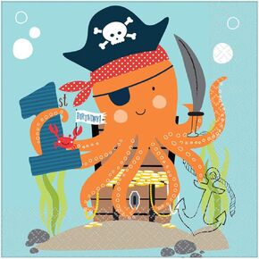 Ahoy 1st Birthday Luncheon Napkins - 6 1/2" x 6 1/2" | Pack of 36