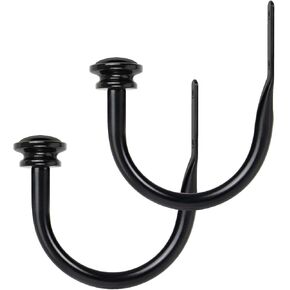 TONIAL Curtain Holdbacks, Decorative Curtain Tieback for Wall Black Window Drapery Hold Backs Small with Round Finials (1 Pair/2 Pack)
