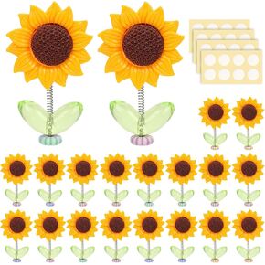 20pcs Sunflower Car Accessories Dashboard Decorations, Sunflower Decor for Your Car Dashboard Bobble Heads Car Ornament Decorations for Women Girls Car Interior Gifts