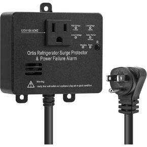 Refrigerator Surge Protector, Ortis Double Outlet Voltage Protector for Home Appliances with Time Delay, Protects Against Brownout, Spike, Instant Surge All Voltage Abnormalities, Yellow