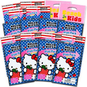 8 Pc Hello Kitty Mini Party Favors Set - Bundle with 8 Hello Kitty Play Packs | Mini Coloring Books, Stickers, and Goodie Bags (Hello Kitty Birthday Party Supplies Decorations)