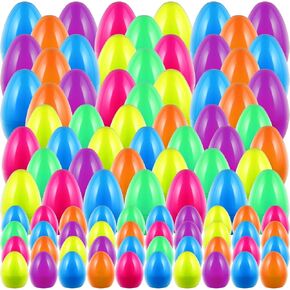 114 Pcs 7.9", 3.9", 2.2" Fillable Easter Eggs Bulk Jumbo Plastic Empty Plastic Easter Eggs Bright Colorful for Basket Stuffers Fillers, Hunt, Filling Treats and Party Favor
