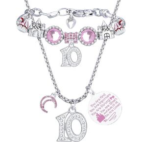 10 Birthday, 10th Birthday Gifts for Girls, 10th Birthday Bracelet, 10th Birthday Necklace, 10th Birthday Party Supplies, 10th Birthday Decorations for Girls, 10 Years Old Birthday Jewelry for Girls