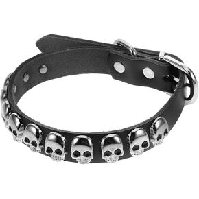 طوق Cat Popetpop مخصص: Halloween Animal Twiber Black Skull Cat Choker Hitten Supplies with Buckle