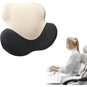 Lumbar Support Cushion, Memory Foam Back Support for Pain Relief, Ergonomic Waist Cushion for Office Chair, Car Seat, and Home, Removable & Washable Cover