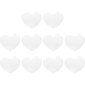 PATIKIL Plastic Mesh Canvas Sheets,10Pcs 2.96inch Cross Needlework Blank Yarn Crafting for Embroidery DIY Bookmarks Cup Mats, White, Heart Shape