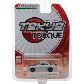 Greenlight 47010-C Tokyo Torque Series 3-1972 Skyline 2000 GT-R-Silver 1/64 مقياس