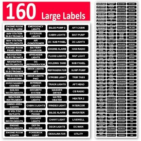 Littversions 160 Pcs Large Format Replacement for Blue Sea Marine Extended AC DC Circuit Battery Panels Directory Switch Labels Car Auto Truck RV Camper 8030 8031 8039 8067 English