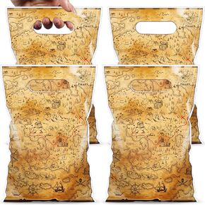 100 PCS Pirate Treasure Map Gift Plastic Plastic Bass Bulk Group Creases Goodie Goodie Candy Calcs for Pirate Pirate Murder Birthday Supplies Supplies