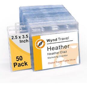 2.5x3.5 Inch Name Badge Holders - Fushing Clear Plastic Horizontal Name Tag Badge ID Card Holders for 2.5 x 3.5 Inch Labels, ID Cards, Name Badge Inserts or Name Tag Inserts (250)