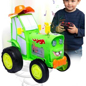 2025 لعبة Crazy Jumping Car-Car- Toy Toy Cars Truck Remote مع الضوء والموسيقى ولعب الديناصورات للأطفال وشاحنة RC مع 360 درجة وينجرف ، ألعاب للأعمار من 4 إلى 8 (أخضر)
