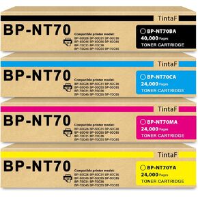 BP-NT70 BP-NT70BA BP-NT70CA BP-NT70MA BP-NT70YA Toner Cartridges Replacement for Sharp BP-50C26 BP-50C31 BP-50C36 BP-50C45 BP-70C31 BP-70C36 Printer (4 Pack, Black Cyan Magenta Yellow )