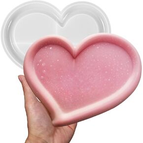 Heart Shape Resin Tray Mold, Multi-Purpose Concrete Molds, Candle Holder Storage Molds for Tray Container Making DIY Art Home Table Decoration