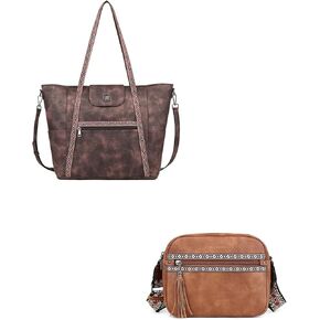 FADEON Large Laptop Tote Bag for Women and Crossbody Bags Purses