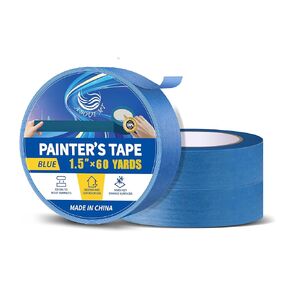 Blue Painters Tape 1 1/2 Inches Wide (1.5" X 60 Yards), Premium Masking Tape Must-Have Wall Painting Supplies for DIY Enthusiasts and Pros Alike (3 Pack)