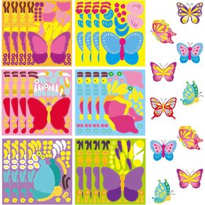 Butterfly Stickers Make a Face Butterflies Sticker DIY Spring Butterfly Craft for Kids Party Favors School Classroom Art Project Supplies 24Pcs