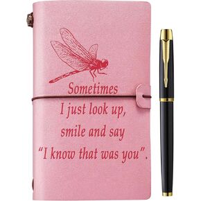 Dragonfly Gifts for Women, Dragonfly Memorial Gifts Leather Journal Notebook Dragonfly Lover Gifts Sometimes I Just Look Up Smile And Say I Know That Was You Spiritual Faith Dragonflies Gifts