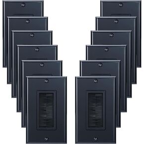 كوسفوكس لوحة حائط بتصميم فرشاة جانج، نمط ديكورا، لتمرير اسلاك مكبر الصوت، محورية، HDMI، الشبكة، الهاتف، الصوت، كابلات الفيديو، عبوة من 12 قطعة، ابيض، 24 برغي متضمن in Kuwait
