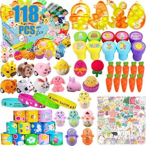YOAUSHY 118 Pcs Easter Egg Fillers Toys for Kids, Easter Basket Stuffers for Kis Party Favors, Bulk Easter Egg Stuffers Pinata Prizes Goodie Bag Treasure Box Toys for Classroom Gifts