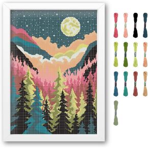 FreeBloss 11ct Clishery Cross Stitch Kits للبالغين مختومة Cross Cross Wall Hanging Kit Kit Chross Cross Stitch Starter مع تعليمات اللغة الإنجليزية ، النسيج القطني للتطريز