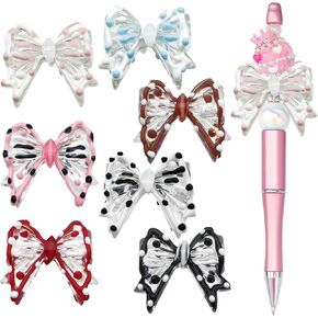 7Pcs Bow Beads for Pens Bowknot Beads for Beadable Pens Cute Bows Fancy Bowknot Beads for Pen Keychain Making Jewelry Making racelet Necklace Crafts Charms