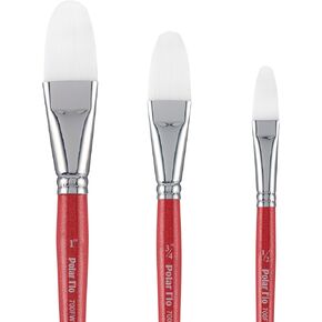 Creative Mark Polar Flo Professional Watercolor Brushes - Assorted Filbert Set of 3 - Short Handle, Nickel-Plated Seamless Ferrule