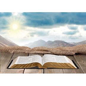 7 × 5 قدم النسيج الخلفية المقدسة للكتاب المقدس Sunrise Mountain Sky View مع الكتاب المقدس المفتوح على لوحة خشبية التصوير الفوتوغرافي الخلفية