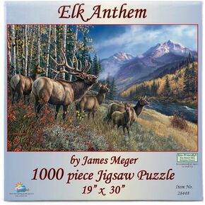 SUNSOUT INC - Elk Anthem - 1000 pc Jigsaw Puzzle by Artist: James Meger - Finished Size 19" x 30" - MPN# 28448