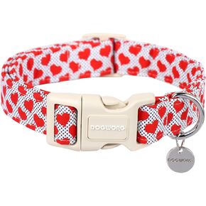 DOGWONG Valentine's Dog Collar, Adjustable Durable Pink Heart Dog Collar Cute Dog Collar for Small Medium Dogs