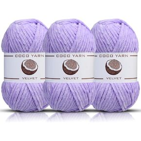 Velvet Yarn for Crocheting – CocoYarn - Chenille Chunky Yarn for Hand Knitting, Fluffy Soft Plush Amigurum Bulky Baby Blanket Yarn for Crochet 100g -131yds (3, Lilac-05)