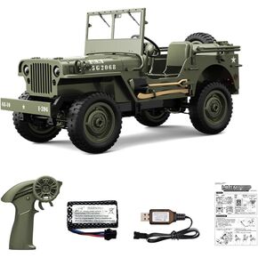 SOWOFA Remote Controlled Proportional Throttle Off-Road Military Truck C8815 Simulation All Terrain Off-Road Climbing Vehicle Model with Lighting Retro Military Card Model