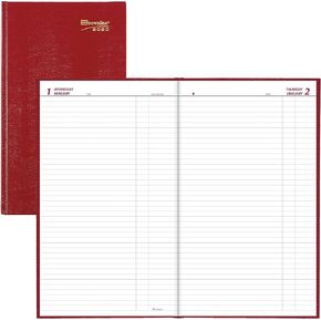 Brownline® 2025 Traditional Daily Planner, Untimed Journal, 12 Months, January to December, Perfect Binding, 13.375" x 7.875", Bright Red (C551.RED-25)