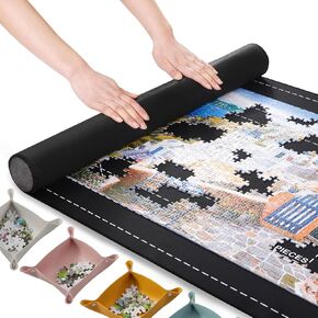 بانورامسو أحجية اللوحة رول ، وسادة توفير المطاط 47 "× 26" حارس اللغز المحمولة حتى 1500 قطعة مع قاع مطاط غير انزلاق وأعلى سلس + 6 صواني فرز وحقيبة تخزين السفر