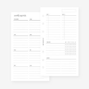 Personal Undated Weekly with Tracker Week on Two Pages Planner Insert for Filofax Personal, LV MM agenda refill 6 hole 3.75 x 6.75