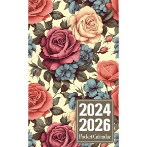 2024-2026 Pocket Calendar: 3 Year Monthly Planner for Purse from January 2024 to December 2026, Flower Cover.