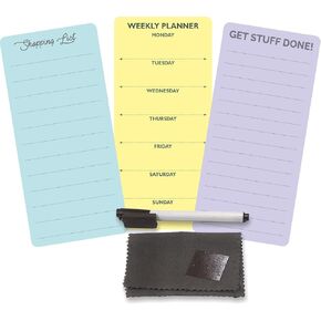 MFM Toys XoxOmags Mini Fridge Magnet Crite -Irase Planner - للمهام اليومية والأسبوعية ، ومخطط الوجبات ، والمنظم ، وقوائم التحقق من التسوق للمنزل والمكاتب (Combo 1)