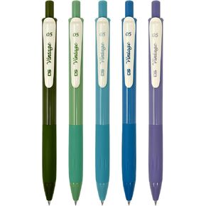 allydrew Multi-Color Retractable Gel Pen Set (5 pack), 0.5mm Fine Point, for Writing, Journaling, Drawing, Home and Office, Neo-Classic