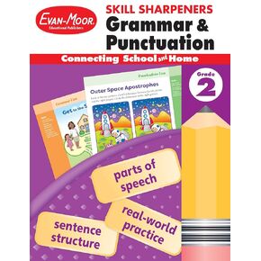 Evan-Moor Skills Sharpeners قواعد النحو وعلامات الترقيم ، الصف الثاني ، الأسماء ، الأفعال ، هيكل الجملة ، الموضوع ، المسند ، دليل اللغة ، ممارسة العالم الحقيقي ، الأنشطة الترفيهية ، المدرسة المنزلية ، الممارسة
