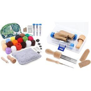 IMZAY Needle Felting Kit: 18 Color Wool Roving, 24 Felting Needles, Storage Bag, Pad, Molds & Accessories