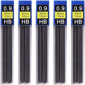 Black 5Pcs Automatic Pencil Lead Refill,0.3mm/0.5mm/0.7mm/0.9mm Mechanical Pencil Art Sketching HB Pencil HB Refills Writing Accessories(0.9mm) Pencils