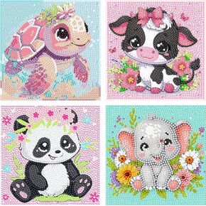 Wemeon 4 Pack Diamond Art Kits for Kids- Painting Painting Fail For Kids Ages 4-8-12 ، Diamond Art Painting Higds for Girls and Boys (6x6inch)