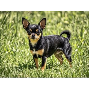 IPISSOI 5D Diamond Painting Black Chihuahua Diamond Art DIY Kits Full Round Drill Rhinestones by Number Embroidery Arts and Crafts for Living Room Bedroom Home Wall Decor 12x16 inch