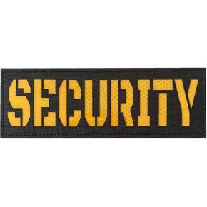 Reflective Security Back Panel With Hook and Loop Laser Cut Patch (Black-White, 8.5x3)