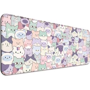 حصيرة مكاتب ألعاب نبات اليابانية اللطيفة ، لوحة مفاتيح كمبيوتر كبيرة ممتدة من طراز Kawaii Animal Mouse للمكتب والمنزل ، 31.5 × 11.8 بوصة ، XL ، الأرجواني