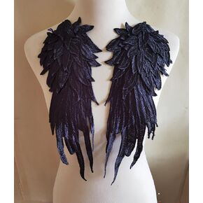 1Pair Embroidered Angel Wings 15.8X 6.2 inch (Dark Blue L), red