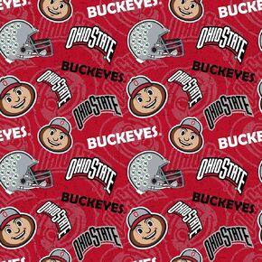 NCAA Ohio State Buckeyes 1178 Tone on Tone Red/White/Gray/Black, Fabric by the Yard