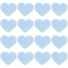 uxcell 16Pcs Iron on Heart Patches, Sew on Small Heart Embroidered Patches, Decorative Repair Patch Applique for DIY Crafts Backpacks Bags Hats Clothes, 40mm Dark Blue