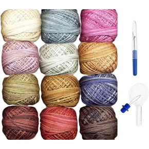 Valdani Embroidery Floss 3-Strand Cotton 12-Ball Hand-Dyed Scent of Flowers Collection (3SF-Sflowers) with Seam Ripper and Needle Threader