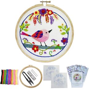 تطريز يدوي يدوي التعليمي التعليمي DIY Kit Owl تصميم الطيور مجموعة كاملة ، جميع المواد المشمولة.